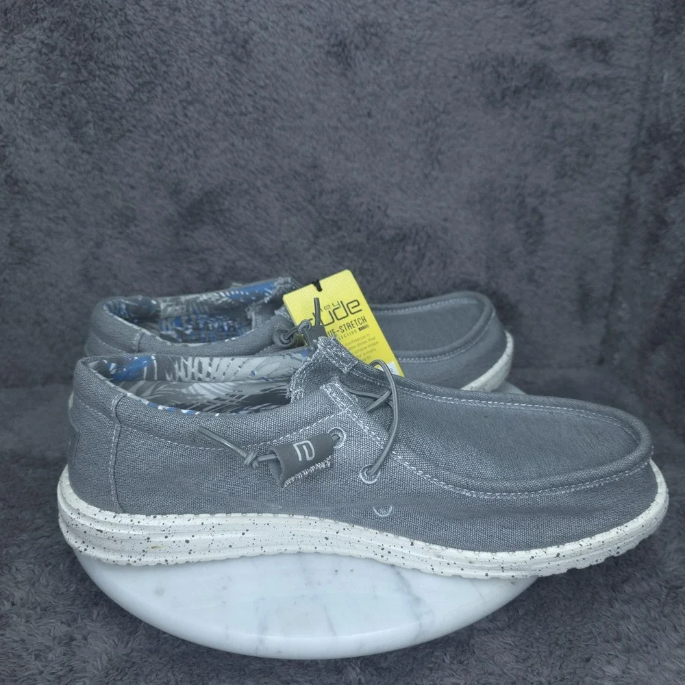 Hey Dude Wally Stretch Iron Shoes Mens Size 9 Gray Slip On Casual Sneakers